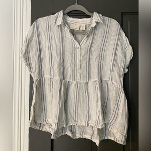 Cynthia Rowley Blue/White Top Size M